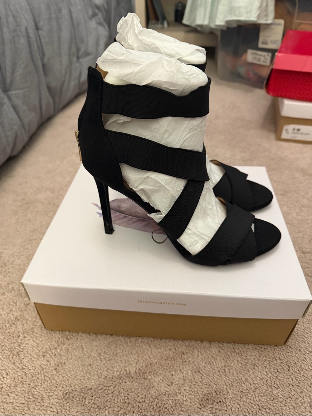 Jessica Simpson Black Strappy Stiletto Heels